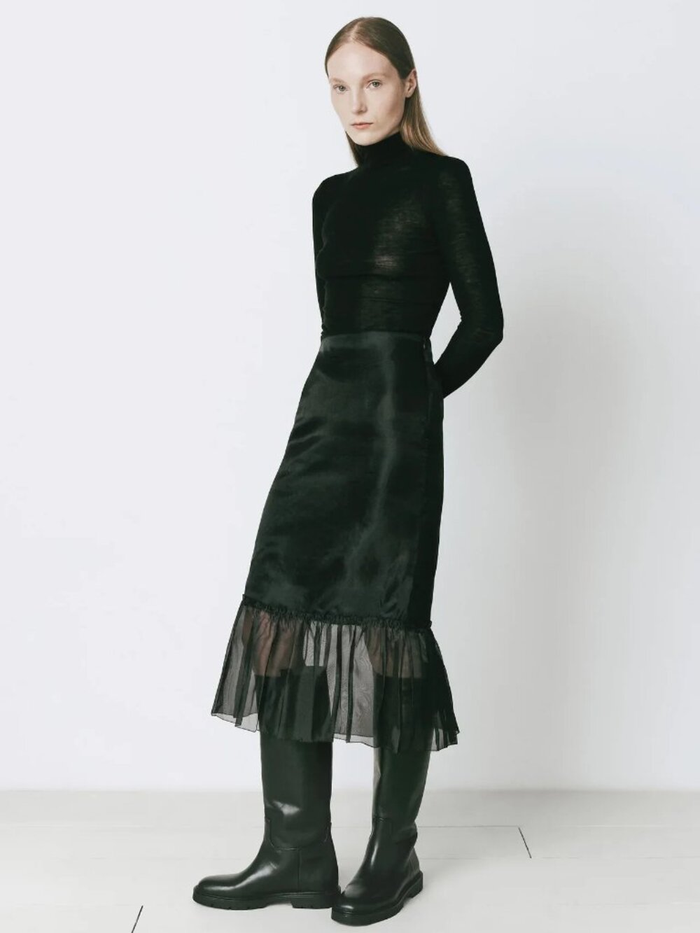NWT RUE SOPHIE Moulin Organza Midi Skirt in Black Size Small - Picture 4 of 5